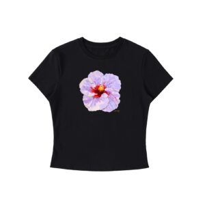 Lilac Hibiscus Fitted Crewneck T-Shirt